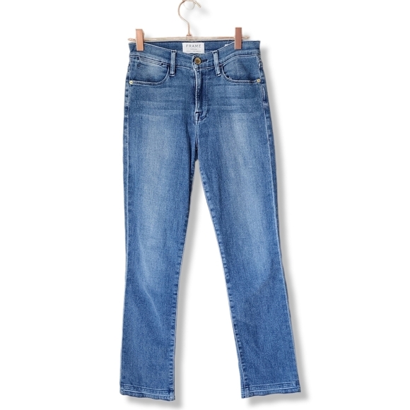 FRAME Le High Straight Jeans in Oshea raw hem size 24 - Picture 1 of 12